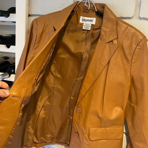 Bagatelle 100% Leather Blazer in Camel Women's Size 6 #002 - Picture 5 of 8
